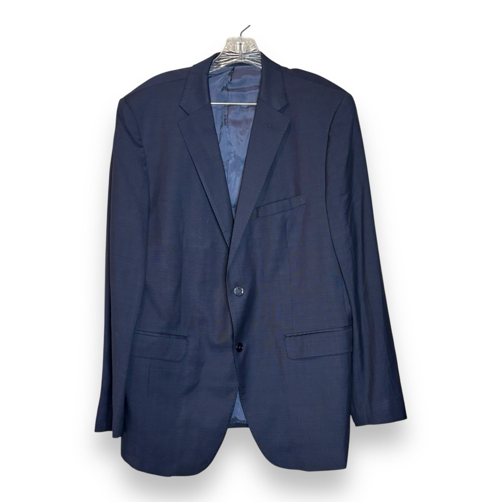 MASSIMO‎ DUTTI 100% Extra Fine Wool Blazer Jacket Men Size 46 regular Fit Blue